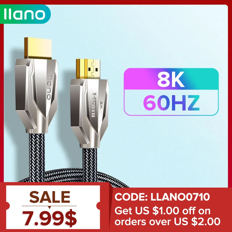 

LLANO HDMI Cable/for HDMI 2.1 Cable 8K/60Hz 4K 48Gbps Digital Cable for Xiaomi Mi Box/PS5 HDMI Splitter High Speed Digital Cable