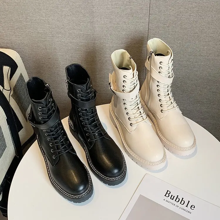 Женские повседневные Ботинки Martin простые однотонные высокие ботинки в стиле