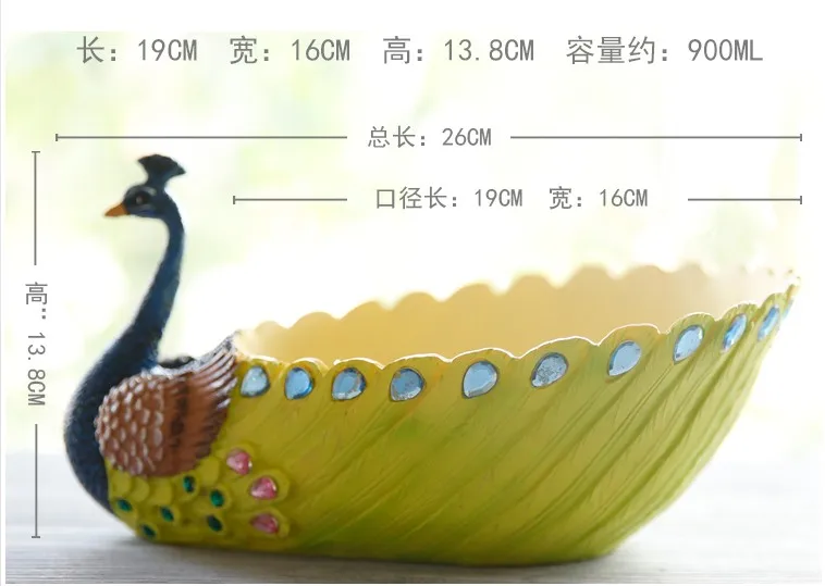 Large Peacock Flower Pot Resin Succulents Planter Desktop Decoration Vase Crafts Arts flower Pots Planting Storage Holder Tray | Дом и сад