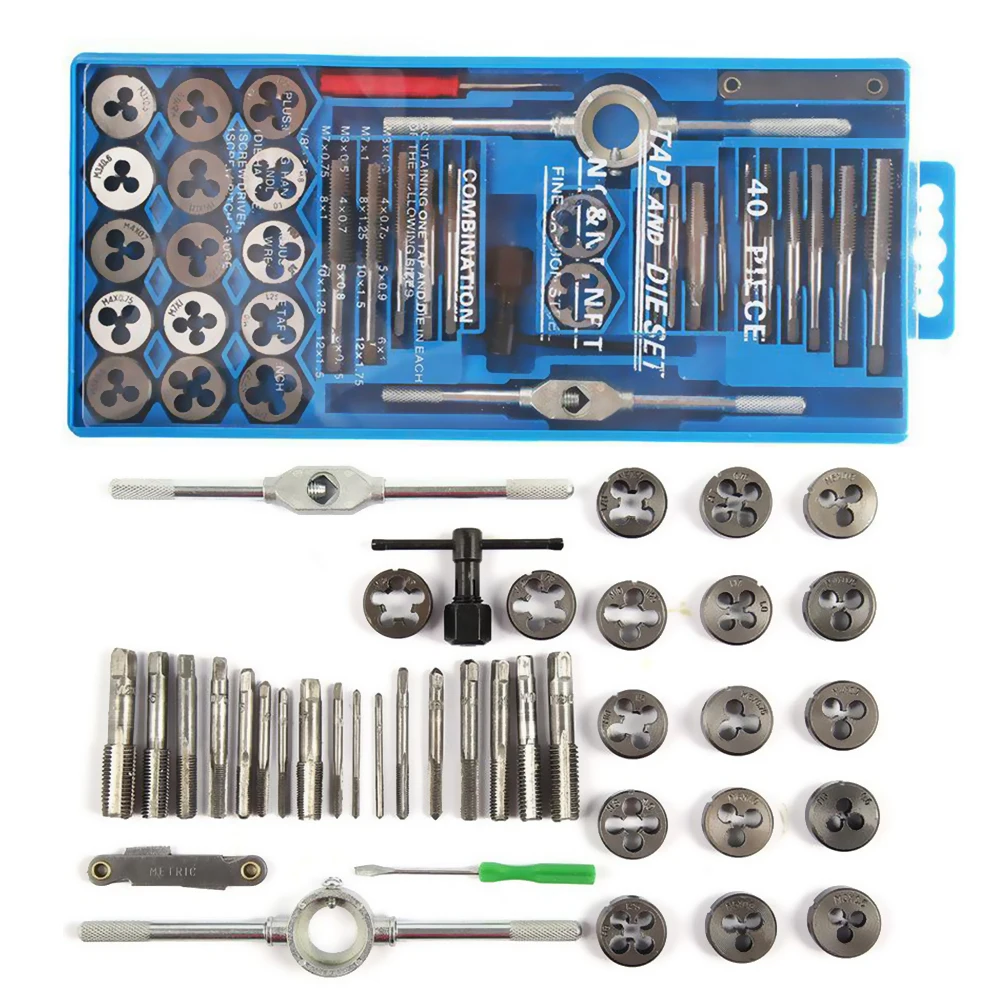 

Tap and Die Set M3-M12 Thread Taps Die Hand Tool Metric/Imperial Taps Wrench For Metalworking Tool Tapping Hand Tool Tap and Die