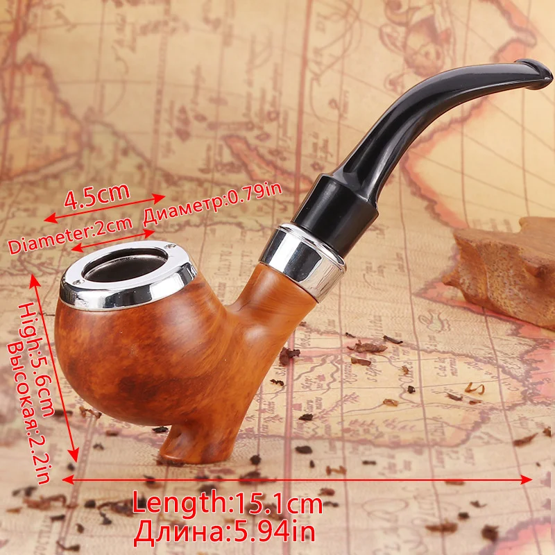 

Classic Wood Color Tobacco Pipe Acrylic Smoking Pipe Bent Cigarette Cigar Tube for Smoking Cigaret Filter Good for Men's Gift