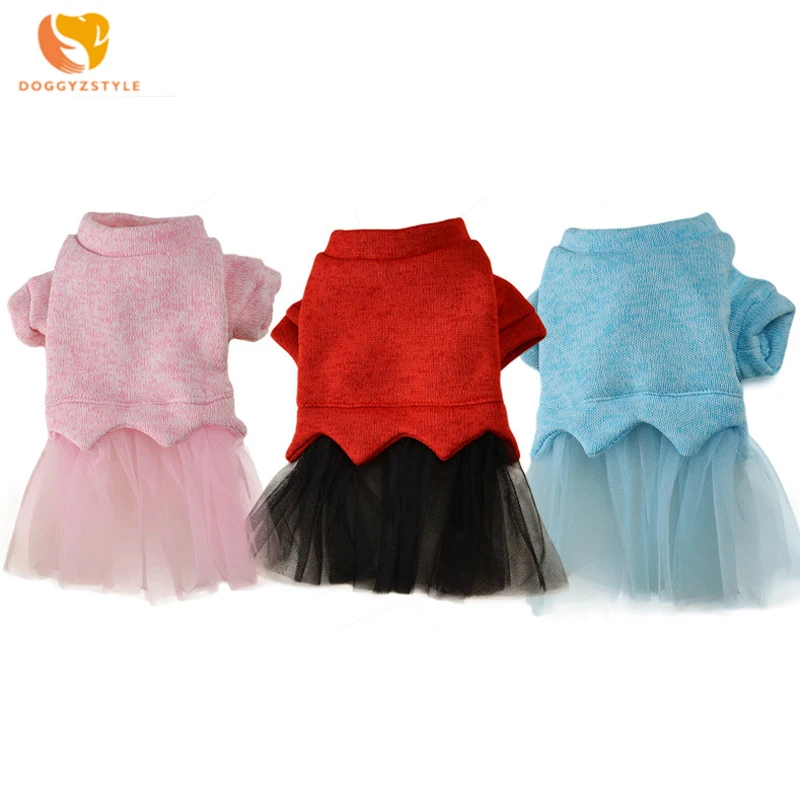 Сетчатые платья принцессы для собак на осень и зиму Одежда питомцев кружевная