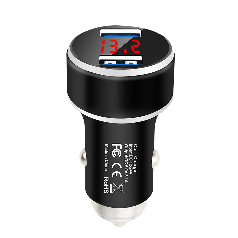 Автомобильное зарядное устройство из металлического сплава 3.1A светодиодный