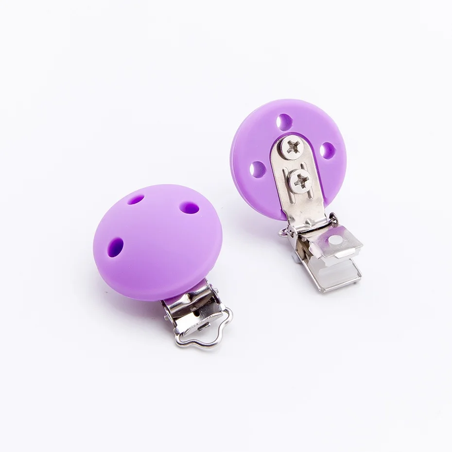 dark purple Let's make Baby Teether 20 шт. круглой формы, Прорезыватель для зубов, держатель на цепочке, зажим, BPA Free, силиконовые скобы для детского браслета для кормления - Цвет: dark purple