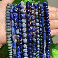 natural blue lapis lazuli faceted rondelles round loose matte stone beads for jewelry making diy handmade bracelet necklace