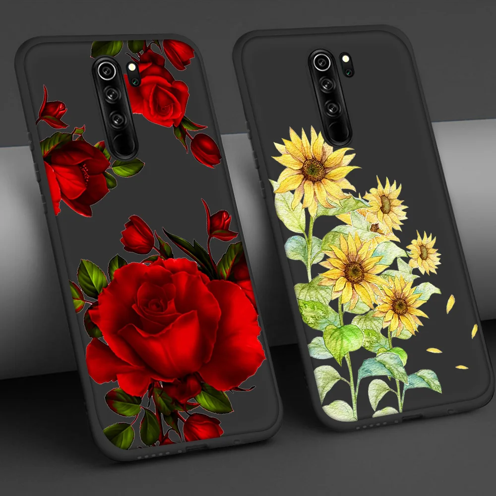 

Rose Flower Case For Xiaomi Redmi Note 9 8 7 8A 8T 6 Pro Mi Note 10 9 8 9T 10T Pro SE Poco X3 F1 Phone Cases Soft Cover Funda