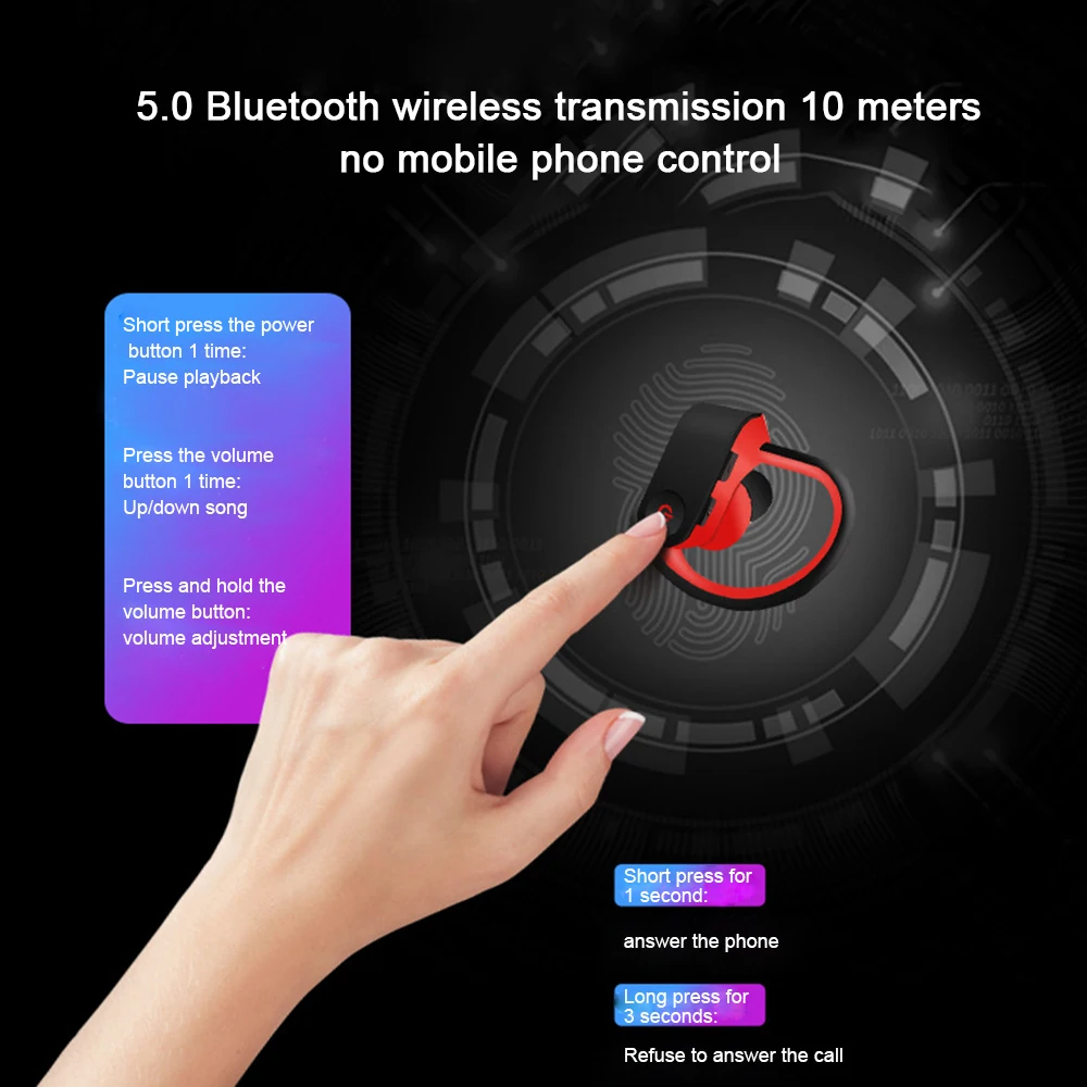 Bluetooth 5 0 наушники с шумоподавлением HiFi стерео Беспроводные спортивные крючком