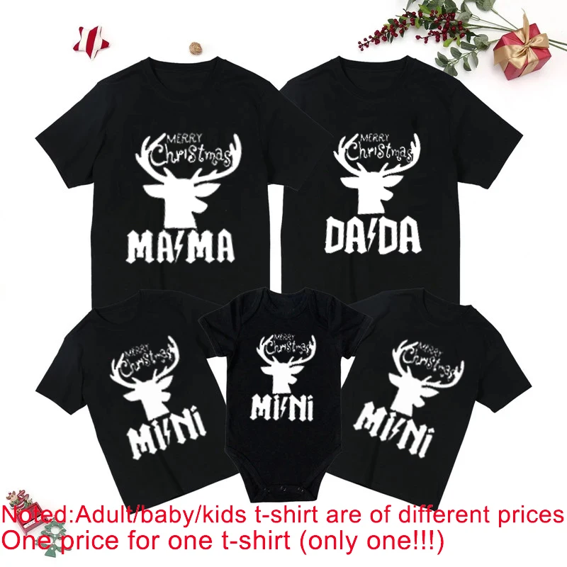 Рождественская семейная Одинаковая одежда футболки с надписью лось для матери
