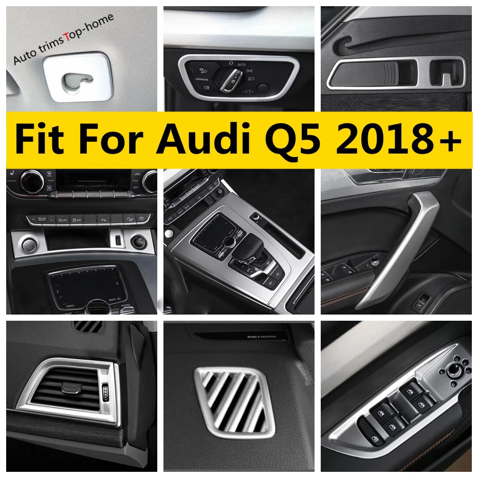 ABS Matte Interior Kit For Audi Q5 2018 - 2022 Lift Button / Head Lamps / Gearbox / Air AC / Dashboard Cover Trim Accessories