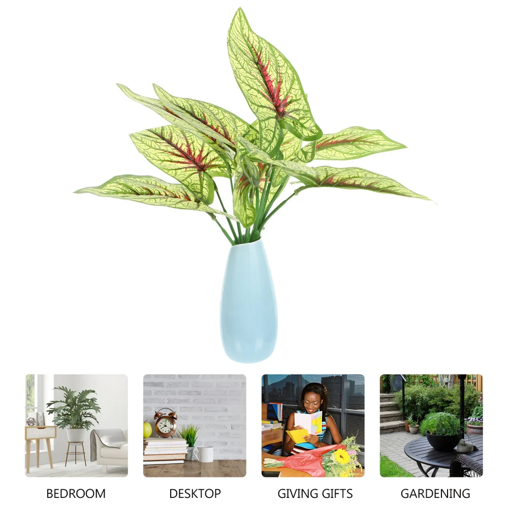 

6pcs Artificial Plant Greenery Leaves Bonsai Ornament Green Plant Decoration
