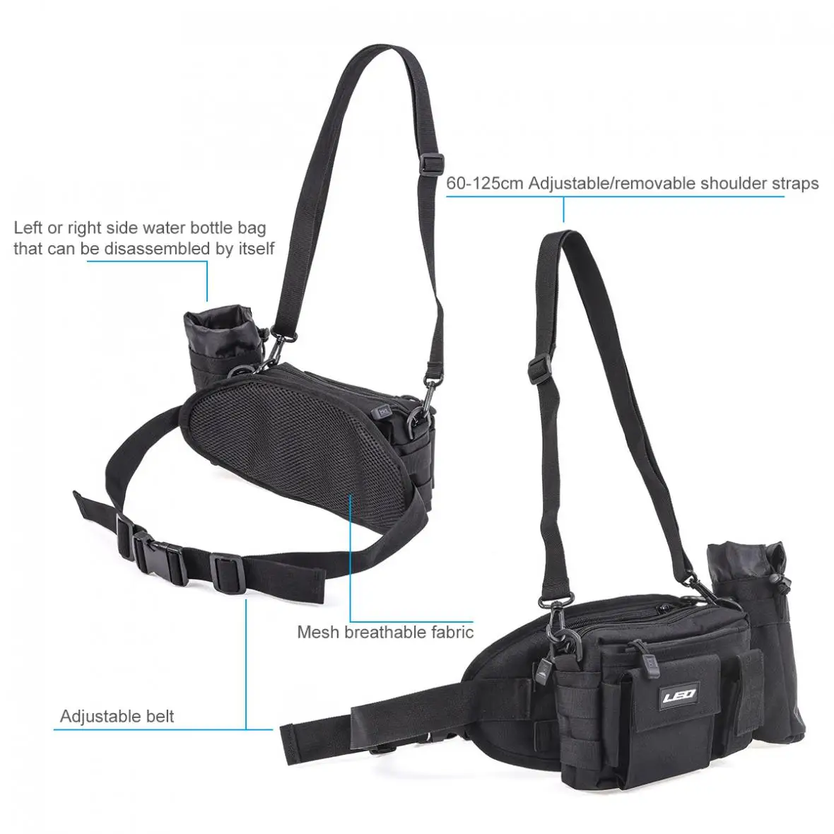 Многофункциональная сумка из черной ткани Оксфорд для рыболовных снастей