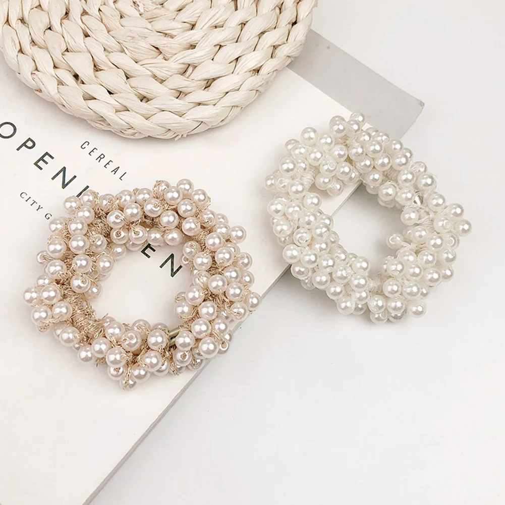 

Woman Big Pearl Hair Ties Fashion Korean Style Hairband Scrunchies Girls Ponytail Holders Rubber Band Hair Accessories