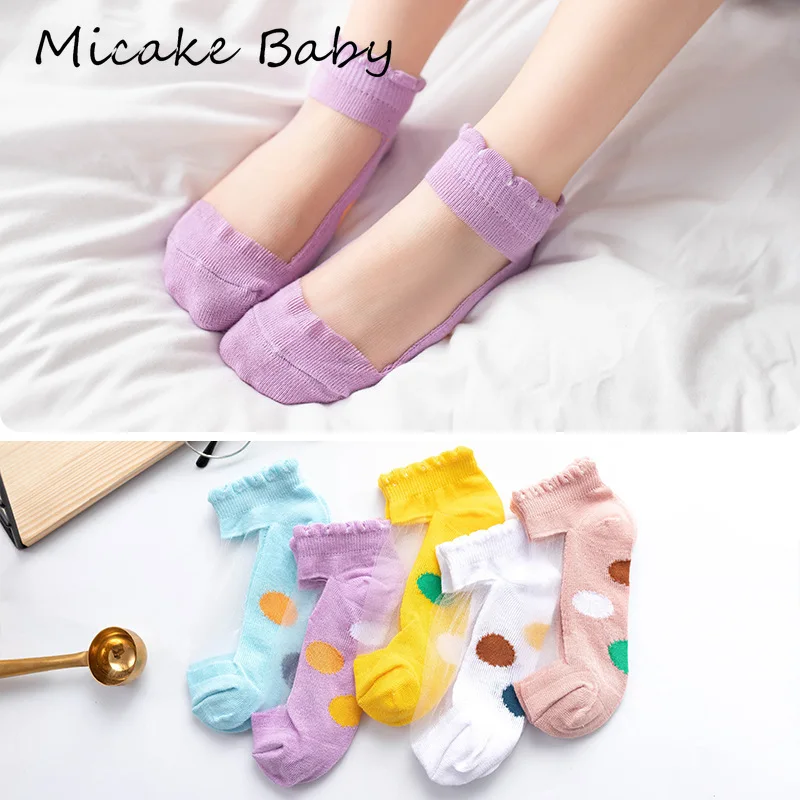 

5 Pairs Summer Toddler Baby Girl Socks Casual Cute Cartoon Animal Love Dots Socks Thin Mesh Kids Breathable Cotton Girls Socks