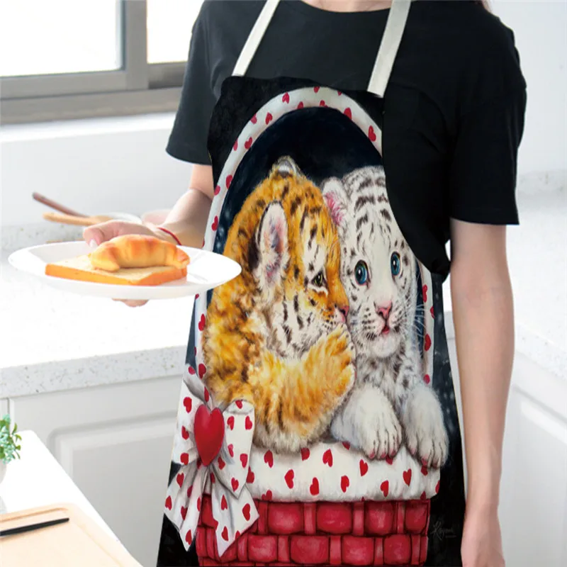 

Panda Pattern Kitchen Apron for Woman Sleeveless Cotton Linen Aprons Home Cooking Baking Bibs Cleaning Tools