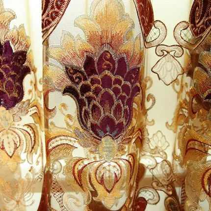 Роскошный вышитый занавес для гостиной полу затененный пол занавески спальни