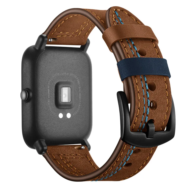 20 мм ремни для xiaomi huami Amazfit bip/lite/amazfit GTS Смарт часы браслет из натуральной кожи с металлической пряжкой браслет