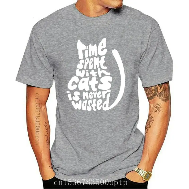

New 2021 2021 fashion spring arrival Time Spent with Cats is never wasted Print Women tshirt Cotton Casual Funny tshirt Gift Tee