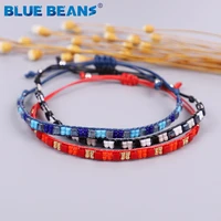 bohemian crystal beads bracelets for women handmade friendship braided rope bracelet adjustable red charms bracelet girl jewelry