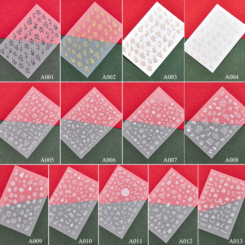 1 лист Рождественская тематическая серия наклеек для дизайна ногтей Красный