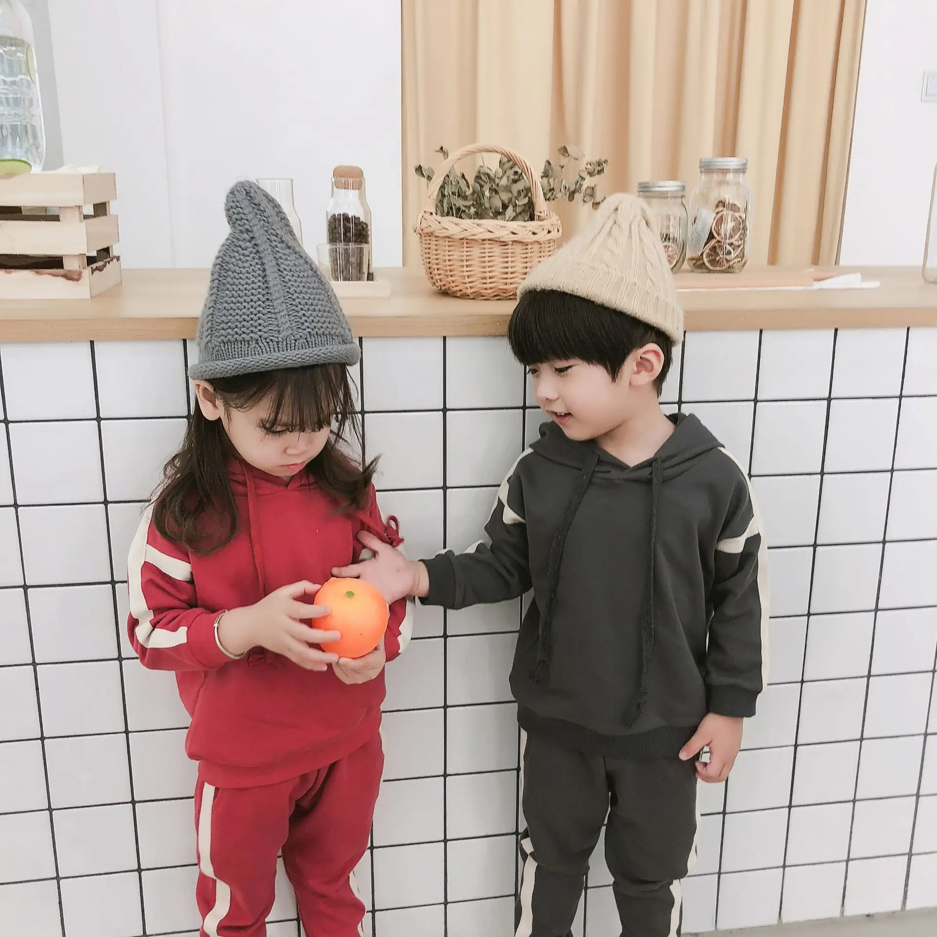 Осень 2019 модные повседневные спортивные костюмы для мальчиков и девочек детские