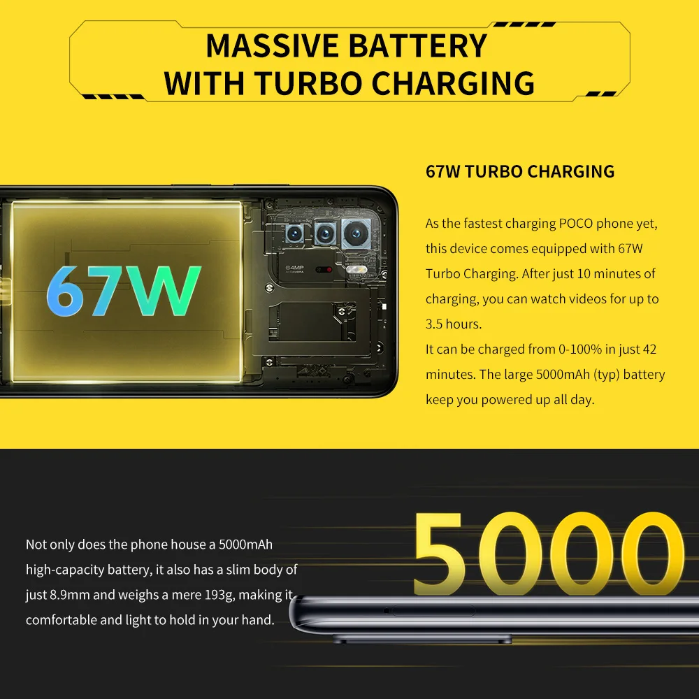 Смартфон POCO X3 GT телефон 8 Гб 128 ГБ/256 ГБ NFC MTK 1100 67 Вт 6 дюйма 120 Гц 5000 мАч тройная