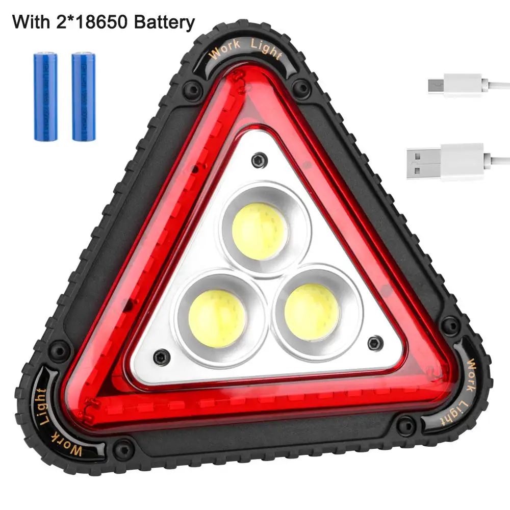 15W With Battery Портативный Треугольники Предупреждение Светодиодный прожектор светильник 4 режима COB светодиодный автомобиль ремонтные работы лампы многофункциональная ручка Походный светильник поиск светильник - Мощность в ваттах: 15W With Battery