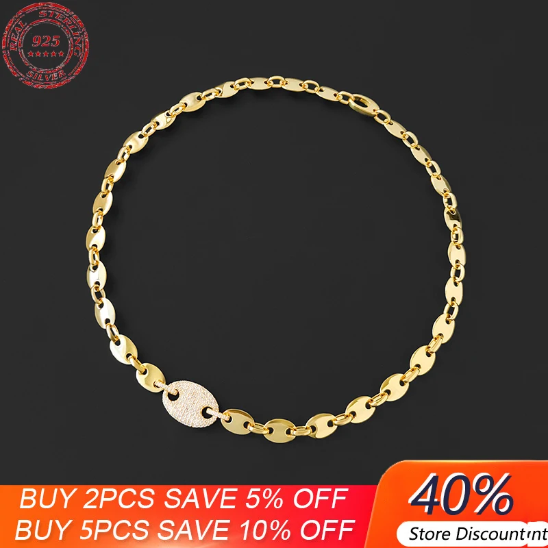 

S925 Sterling Silver Diamond Pig Nose Necklace Personality Fashion Clavicle Chain Light Luxury Temperament Luxury Monaco Jewelry