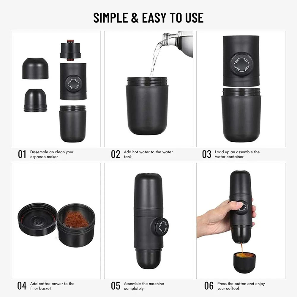 Espresso Coffee Machine Portable Filter Makers With Cups Coffeeware Perfect for Camping Hiking Outdoor Travel Gadgets | Дом и сад