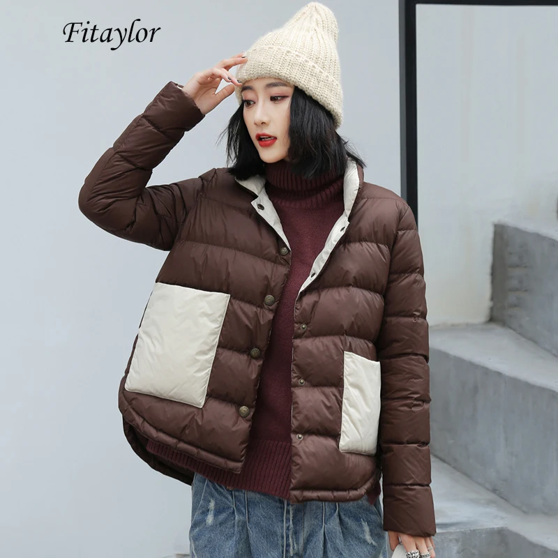 Fitaylor Новая зимняя Женская Ультра Легкая короткая куртка-пуховик в винтажном