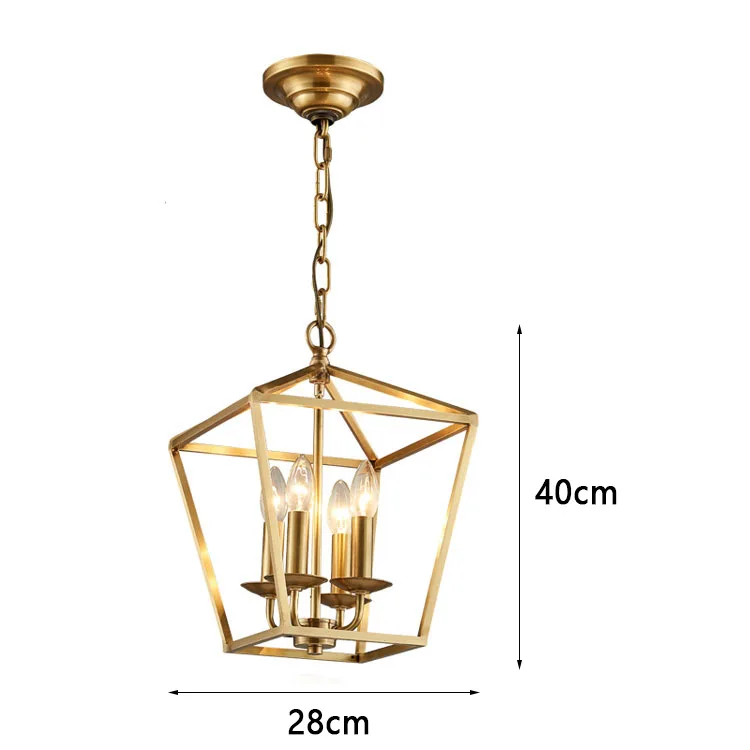 Люстра в виде птичьего гнезда с золотой подвеской из меди и латуни алмазном стиле
