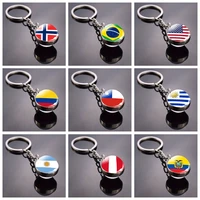 national flag key chain glass ball keyring pendant brazil usa norway countries flag jewelry keychain for men and women