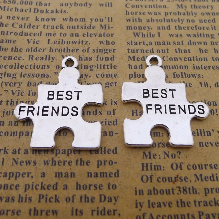 6 шт./лот 24*28 мм лучшие друзья Подвески старинное серебро цвет металла подвеска