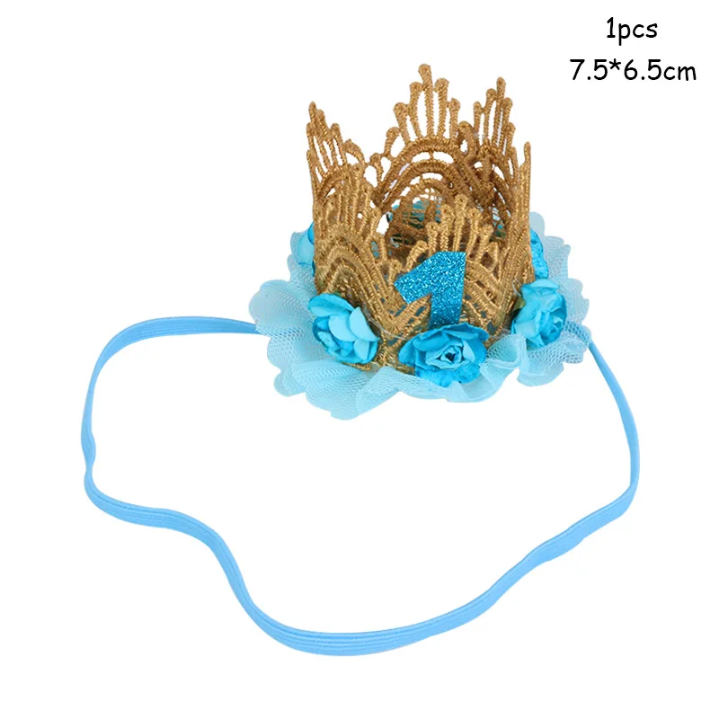 1pcs 7.5x6.5cm WEIGAO 1/2/3 шапки для вечеринки в честь Дня Рождения, украшение на один день рождения, шапка принцессы, корона, детский ободок для дня рождения, 1, 2, 3 года, Декор - Цвет: 1pcs 7.5x6.5cm