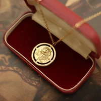 amaiyllis 18k gold minimalist flower hollow rose necklace pendants circle charm choker necklace jewelry for women