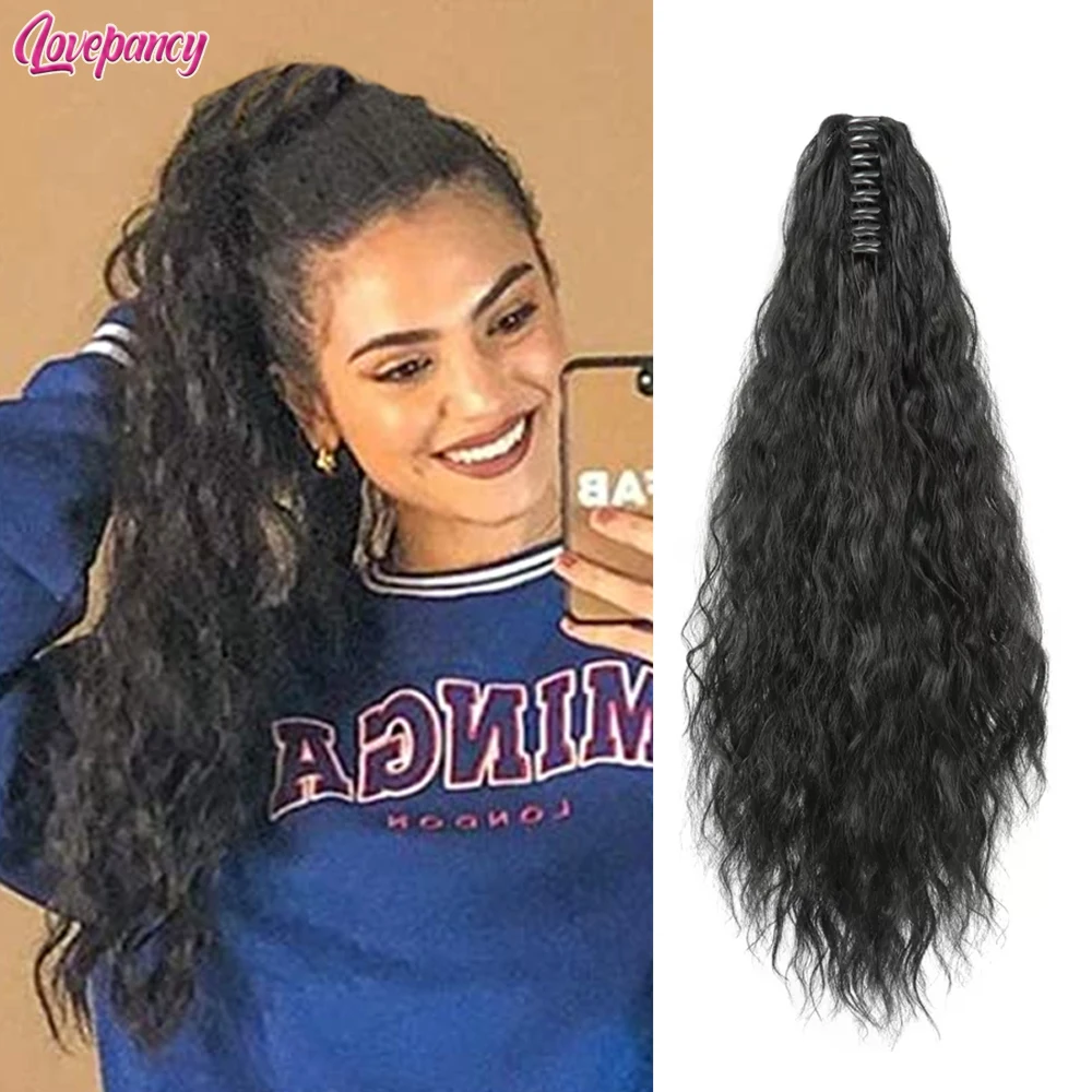 

Synthetic Wavy Claw Clip On/In Ponytail Extensions For Women Pony Tail High Temperature Fiber Corn Curly Hair Claw Ponytails