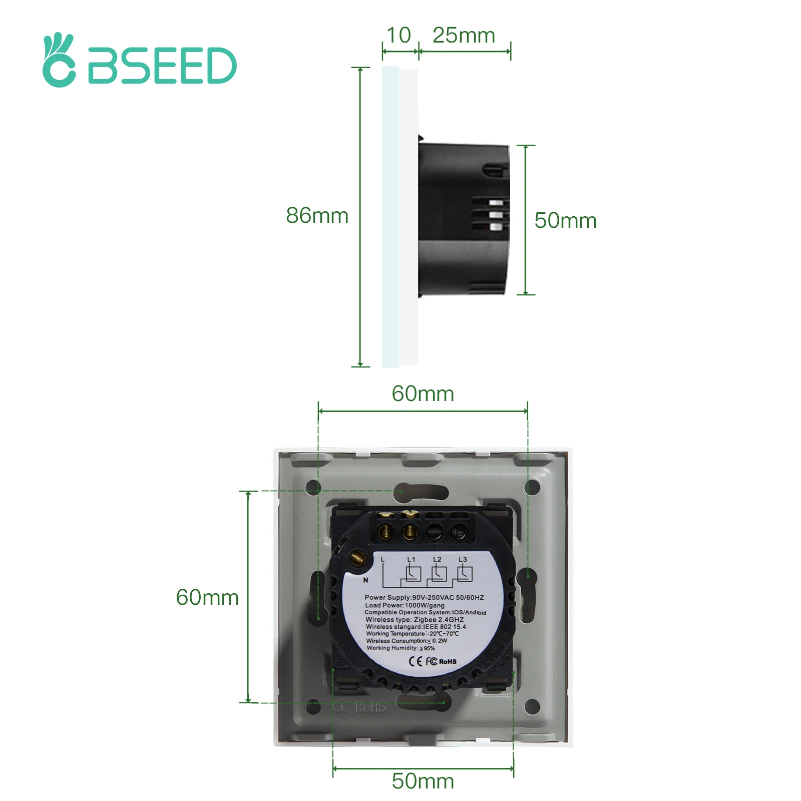 Переключатель света BSEED Zigbee двухсторонний выключатель для лестницы Alexa Google Home 2