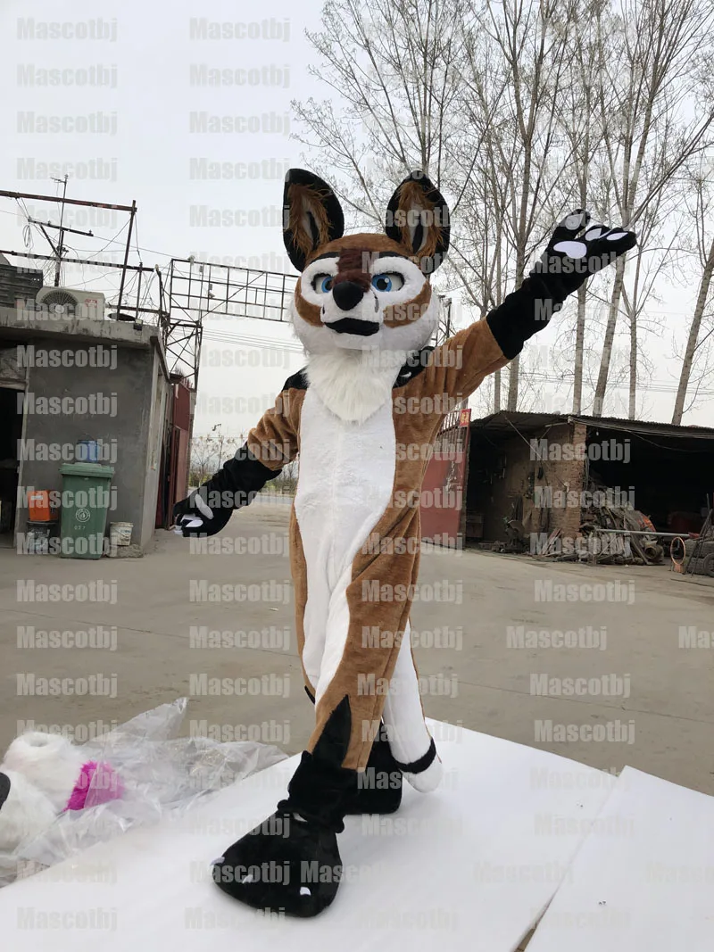 В наличии коричневая хаски собака FURSUI FURSUIT талисман костюм косплей Hawk вечернее