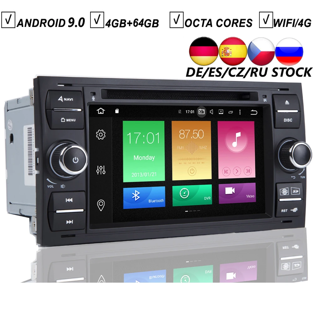 IPS Android 9 0 автомобильный dvd плеер GPS для Ford Fiesta Focus C max Galaxy Mondeo Transit Octa Core 4 Гб ОЗУ 64 ПЗУ