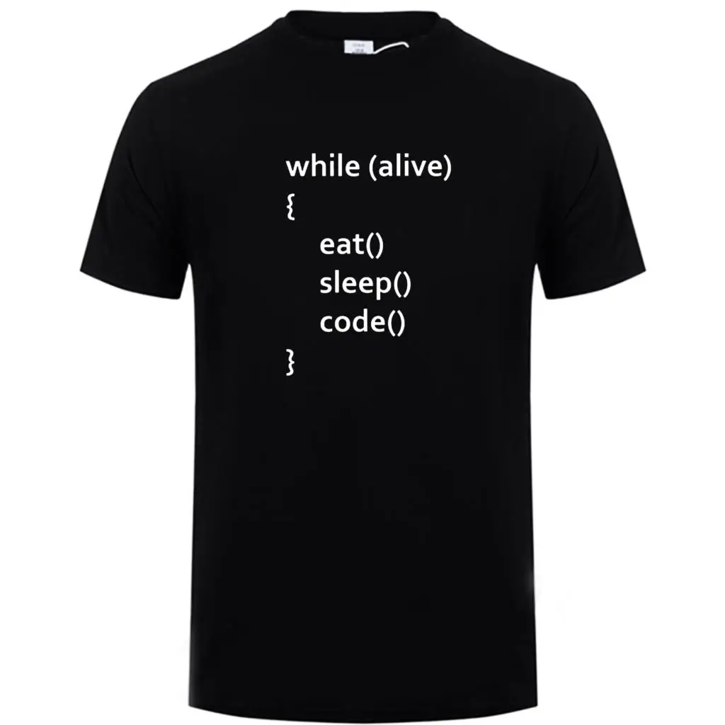 

While Alive Tshirt Eat Sleep Code Funny Tee Tops Men Programming Joking T-shirt Unisex EU Size