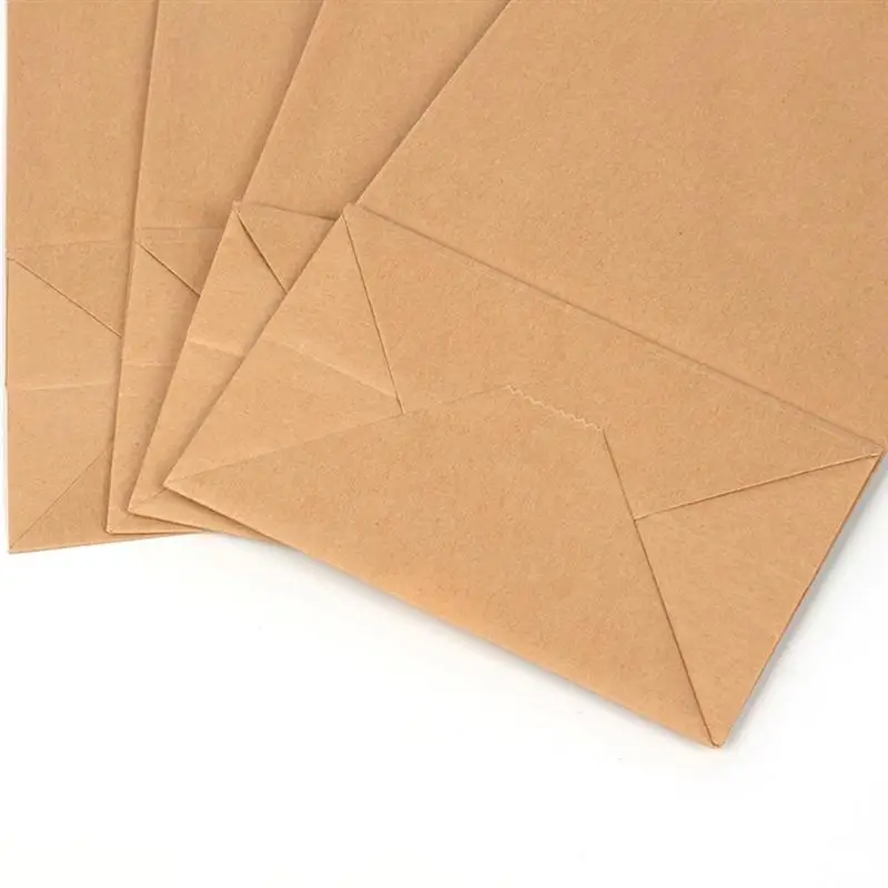 30pcs Brown Kraft Paper Bags For Gifts With Handles Bakery Candy Treat Sacks Breakfast Bag Food Stickers | Дом и сад
