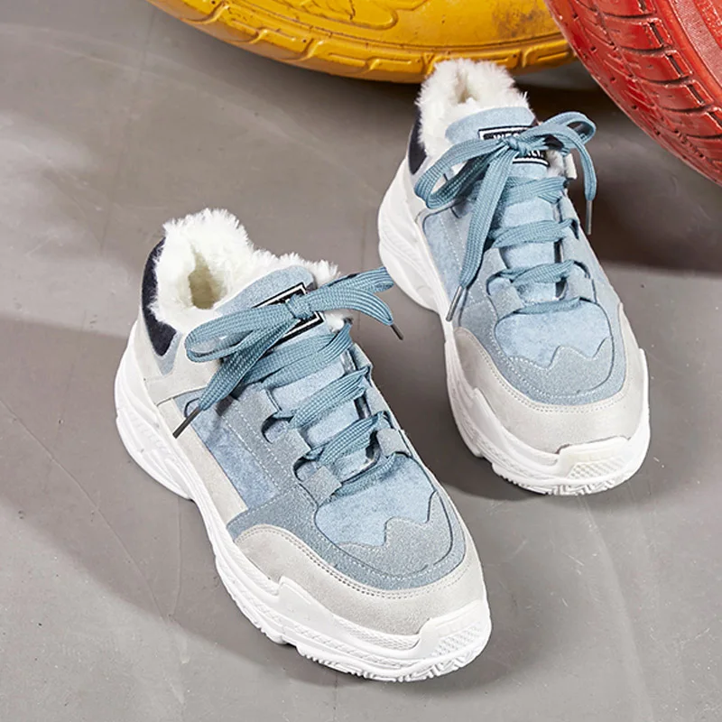 Модные зимние кроссовки Weweya женская зимняя обувь с мехом женские прогулочные