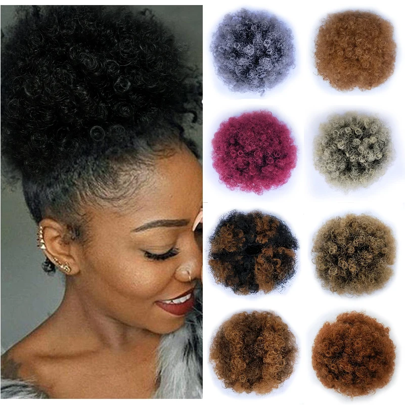 XJBB Afro Puff Drawstring конский хвост для черных женщин 8 дюймов Изящные синтетические