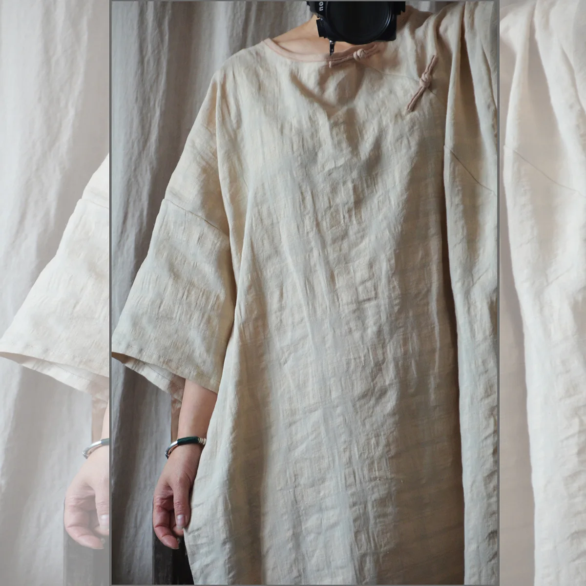 Johnature женские хлопковые льняные винтажные платья с круглым вырезом и рукавами