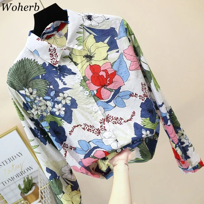 Woherb в винтажном стиле Женские топы элегантные длинные рукава рубашки на