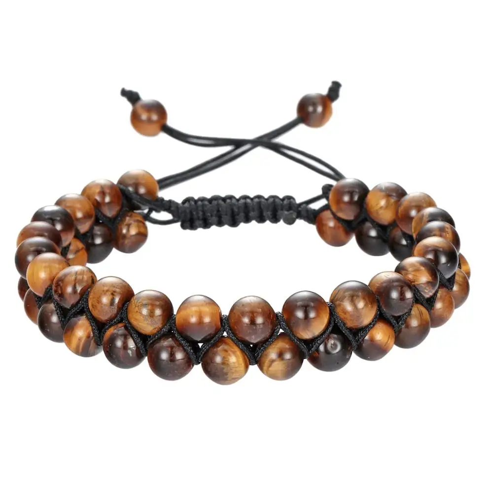 JOYA Подарочный браслет из натурального камня с регулируемой плетеной оплеткой и