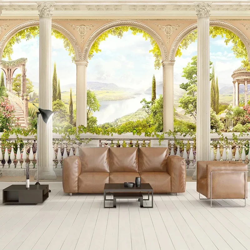 

Custom Any Size European Roman Column Garden Scenery 3D Mural Wallpaper Living Room TV Background Wall Home Decor 3D Wall Cloth