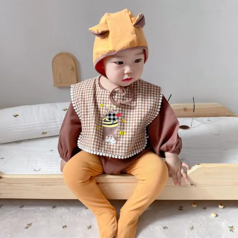 

Весенне-осенний набор блуз в клетку с крыльями для новорожденных мальчиков и девочек свободный боди с длинными рукавами для маленьких дево...