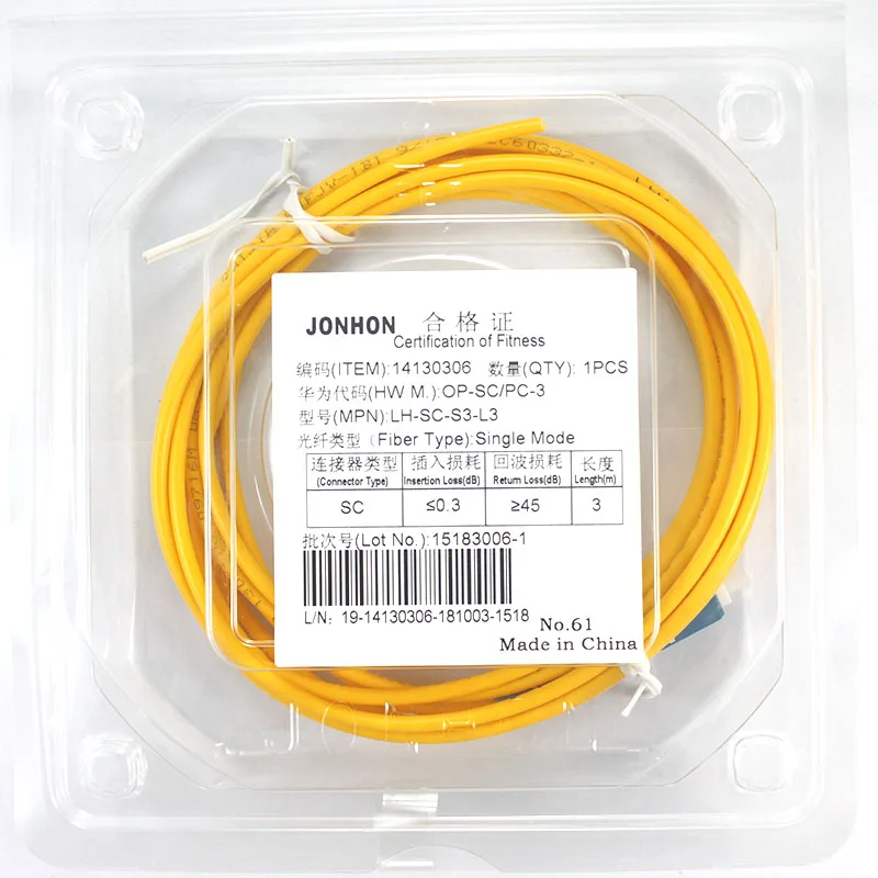 Aviation optical fiber jumper SC 3M original single core 3.0mm 14130306