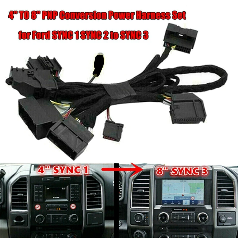 

4Inch to 8Inch PNP Conversion Power Cable Harness Adapter for Ford F-150 Mustang Edge Fusion SYNC 1 2 to SYNC 3 Upgrade