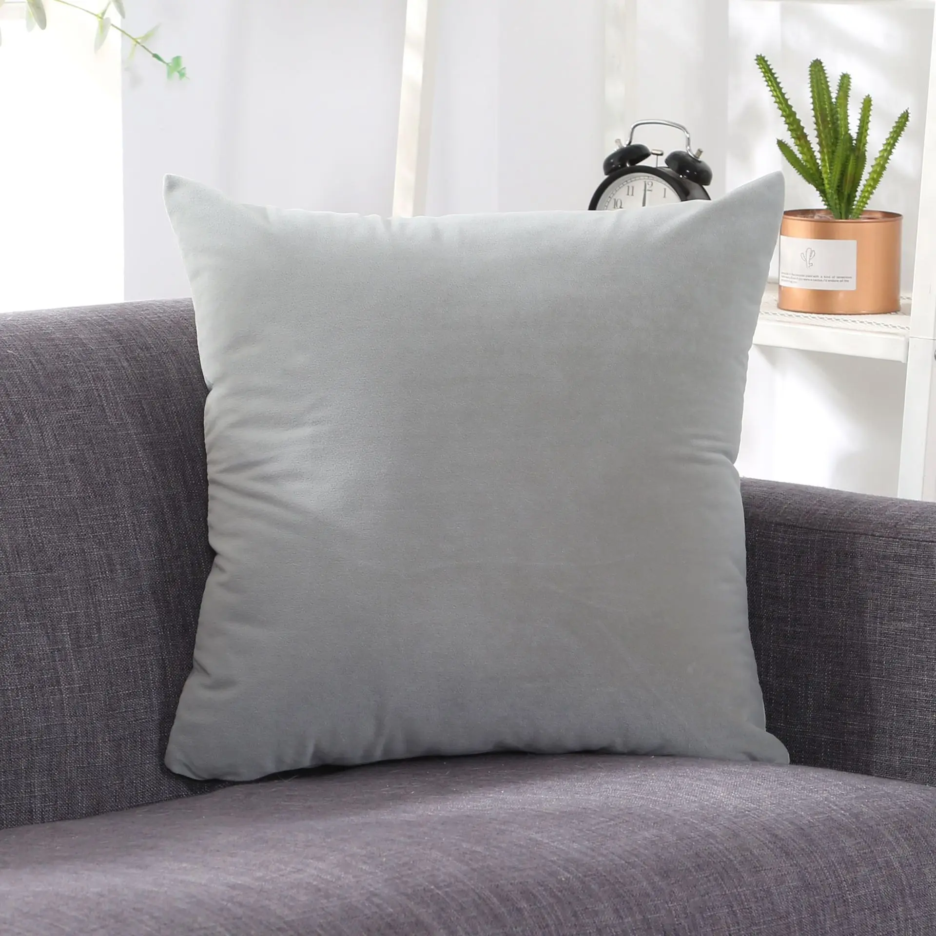 

2021 New Velvet solid color pillow coat Nordic cushion sofa office waist pillow bedside large backrest